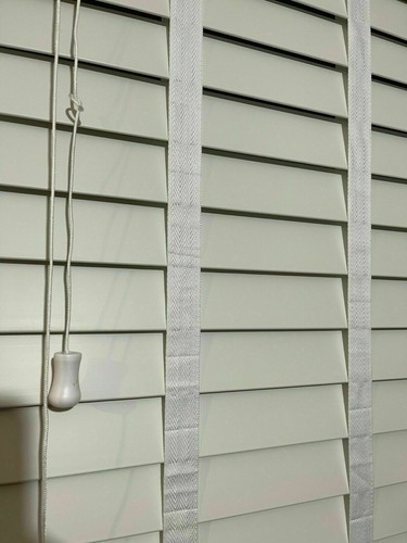50mm Faux Wood Venetian Blinds with Tape White Grey Window Blinds Slatted Shades - Picture 6 of 9