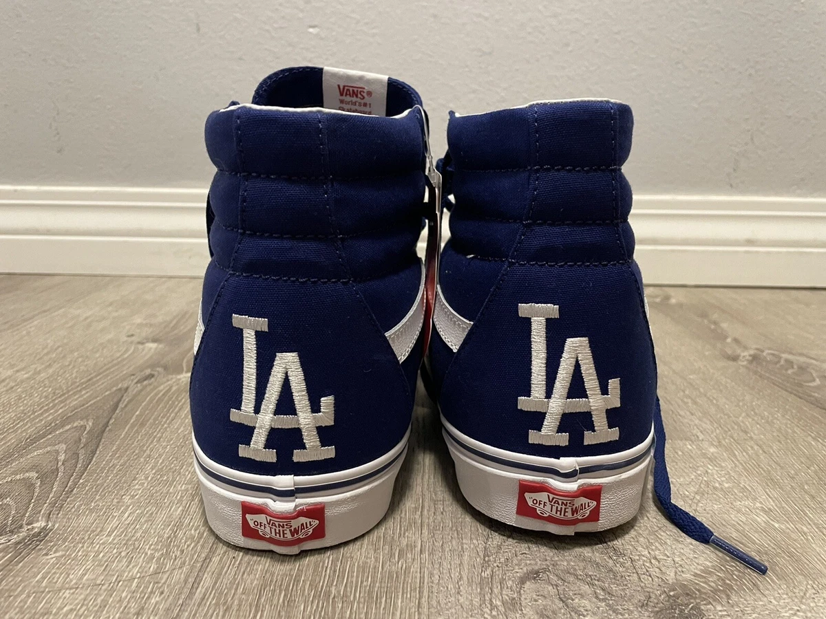 NEW Vans Sk8 Hi Top Los Angeles Dodgers MLB Shoes Royal Blue/White Mens  Size 13