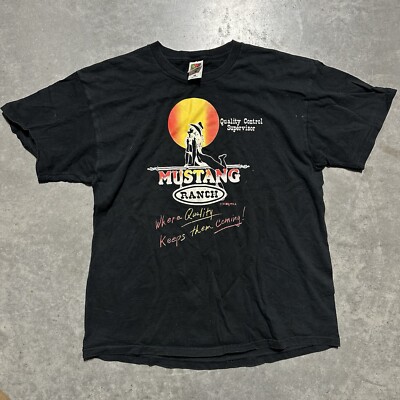 Vintage 90s Mustang Ranch Brothel Quality Control T Shirt Men s Size XL USA