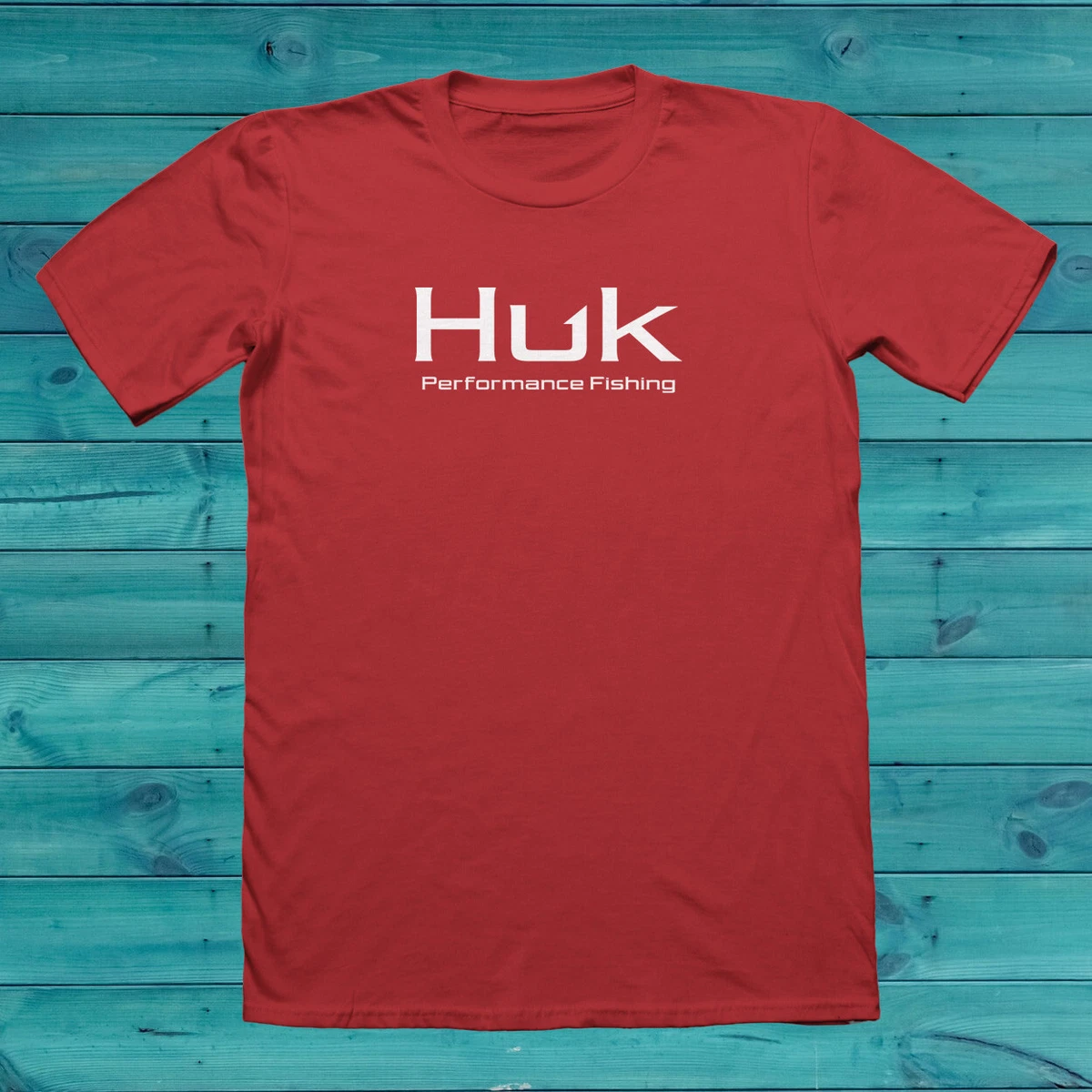 NEW Huk Performance Fishing Graphic Logo Red T-shirt