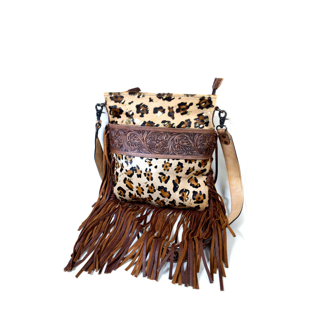 American Darling fringed cowhide backpack. Brand new! American Darling Cowhide & Leather Tooled Bag with Fringe main image 4