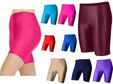 Ladies Women's Dancing Neon Stretch Shiny High Waist Mens Cycling Shorts