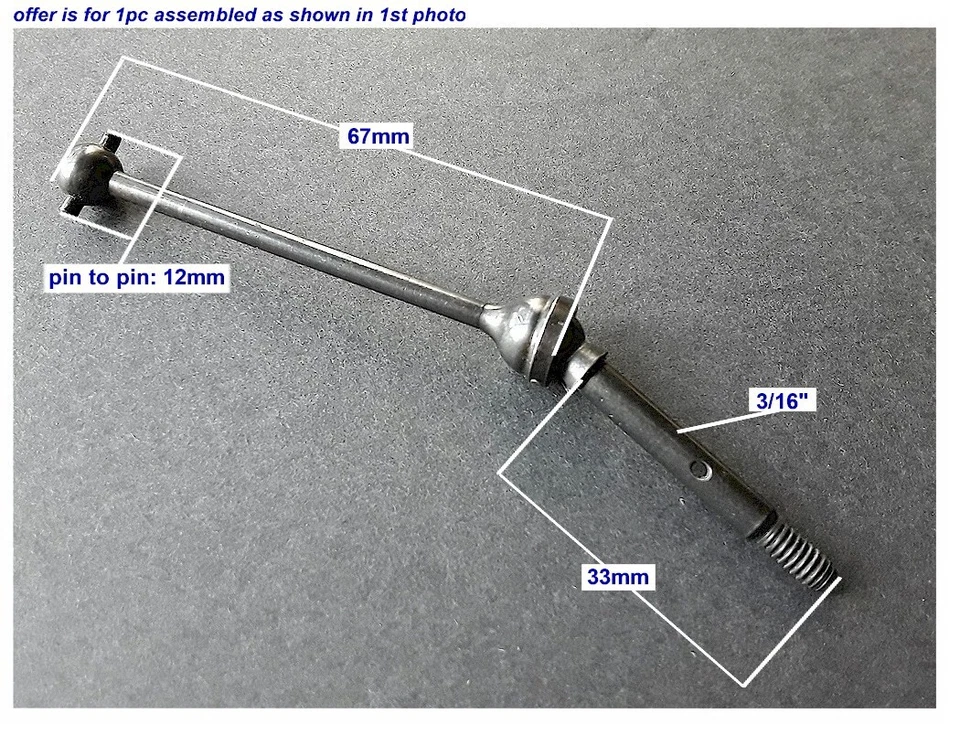 1x Cochecito RC Vintage MIP 3/16" Eje 67mm Hueso HPI? Losi? Traxxas Associated Foto 2 de 2