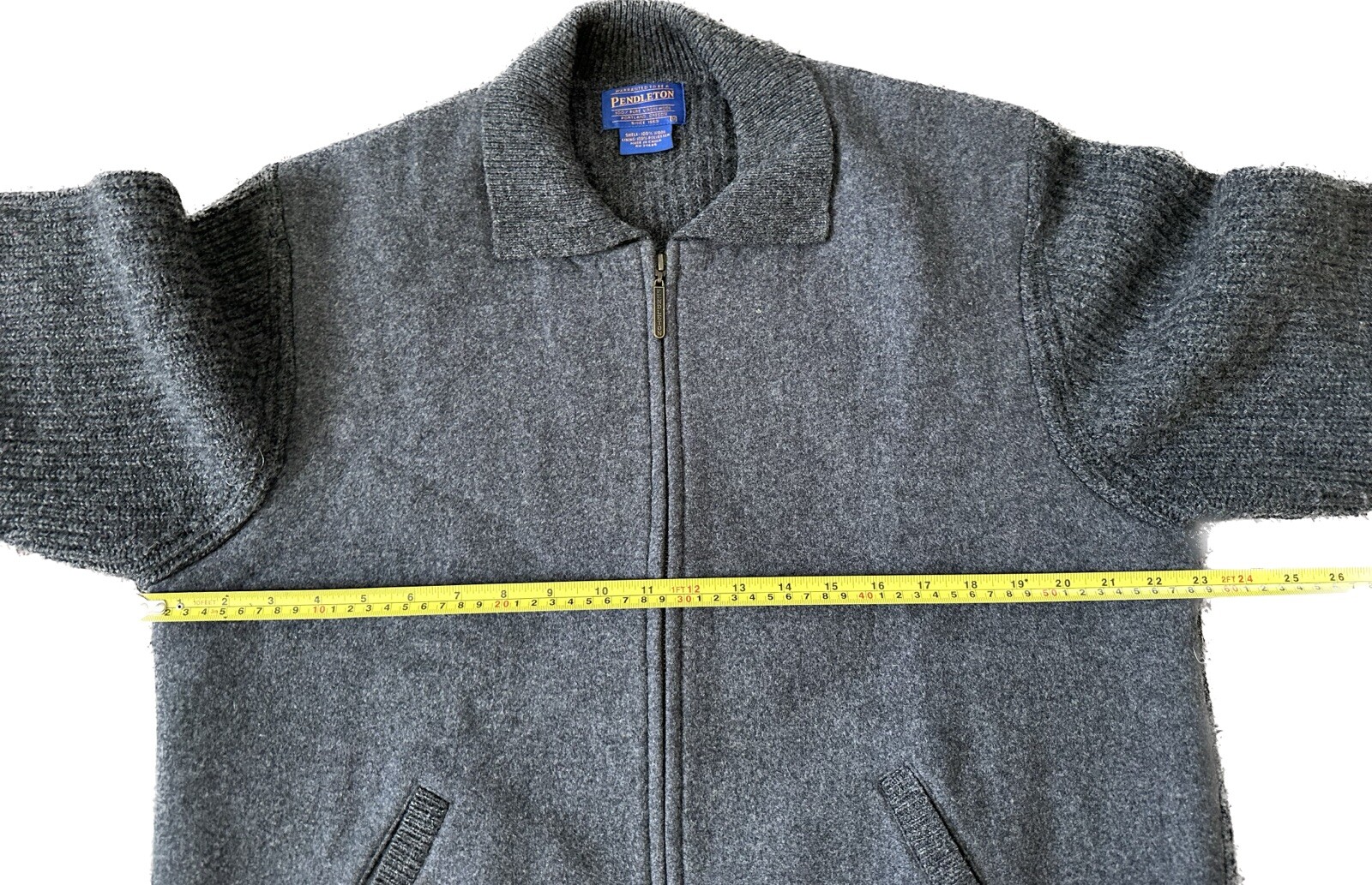 Pendleton Gray Full Zip Wool Medium Sweater Jacket - image 6