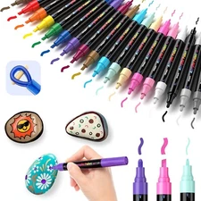 18 Colors Double Ended Acrylic Paint Marker Pen Set for Rock Canvas Ceramic DIY