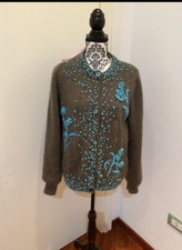 Strickjacke Handmade Style Luxus Stickerei Pe...