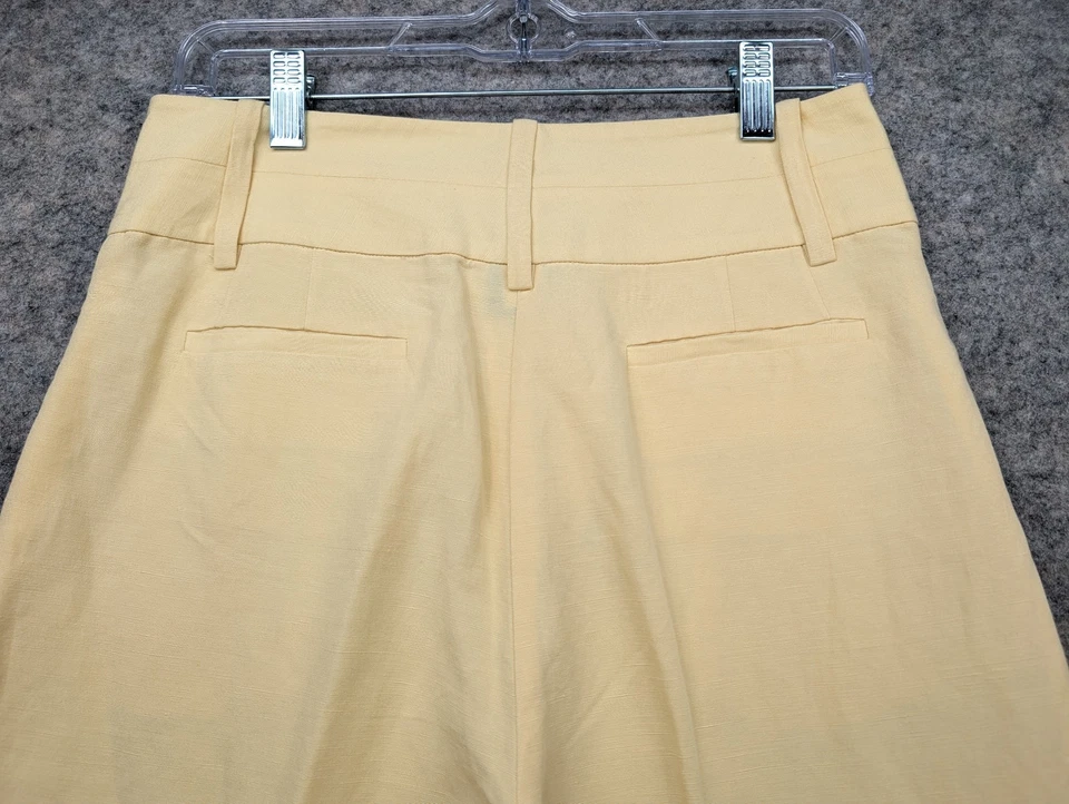 Body By Victoria Pants Womens 2 Yellow Button Fly Linen Blend High Rise Cuffed - Image 2 of 4