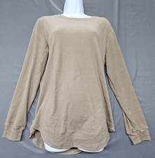 Women's Medium Microfleece Sweatshirt Long Sleeve Beige
