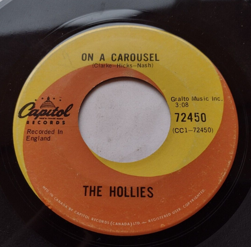 CANADA!!! THE HOLLIES On a Carousel / All The World Is Love 1967 CAPITOL 45 - Imagen 2 de 2