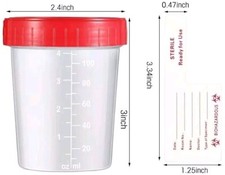 100 Pcs 4oz Urine Cups Disposable with Lids and Tamper Evident Seal New