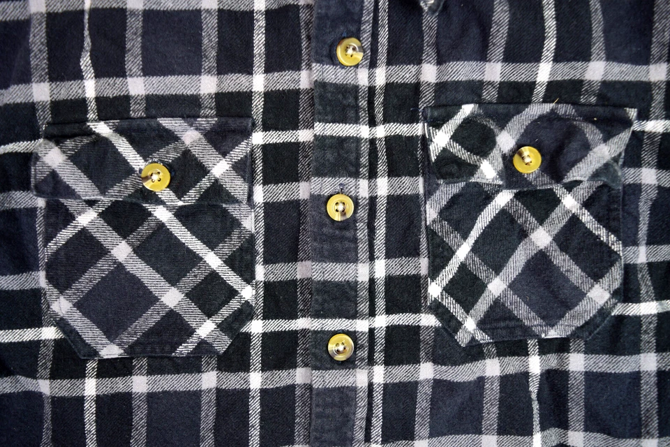 Camisa de Franela a Cuadros Vintage Excelente Nueva con Etiquetas Talla M Años 80 Negra Blanca Grunge Especial 83-85 Foto 4 de 4