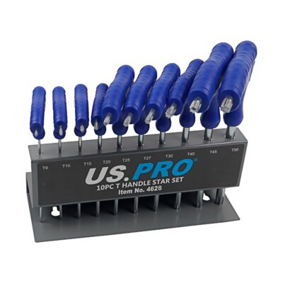 US Pro Torx-Schlüssel-Set T9 Bis T50 – 10-teilig, Lang, Metrisch, Mit T-Griff Für Mehr Drehmoment