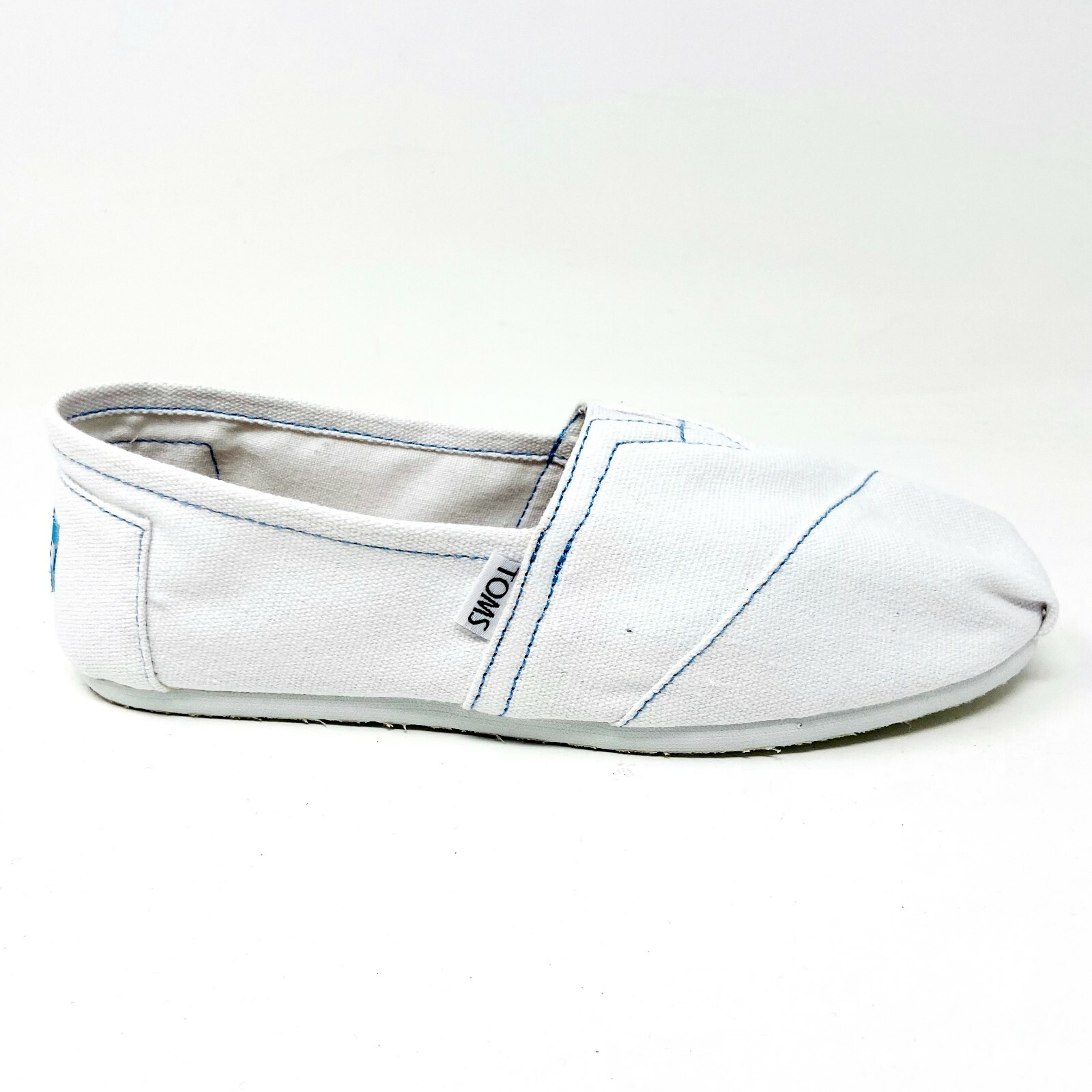 Planos planos de lona sin cordones blancos para mujer Toms Classics eBay