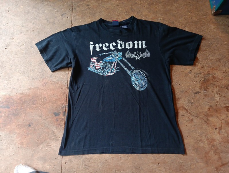 Vintage Freedom American Flag Motorcycle T Shirt Men’s Medium