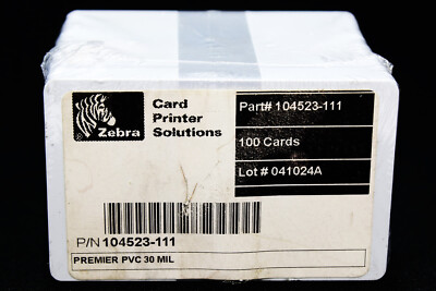 Genuine Zebra Card Printer Solutions Premier PVC 30mil 100 Cards [104523-111]