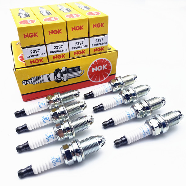 8X Ngk 2397 BKUR6ET-10 ZüNdkerzen FüR Mercedes-Benz Clk Slk Vw Golf Audi A3 A4-image