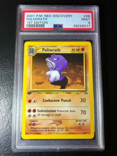 Pokémon Neo Discovery #28 Poliwrath 2001 como nuevo primera edición PSA 9 raro grado fresco - Imagen 1 de 3