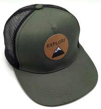 EXPLORE hat green black adjustable snapback cap - Youth / child size mountains