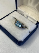 2.75 .925 Sterling Silver Ring Unsure Of Size With Blue Gemstone NEW Beautiful