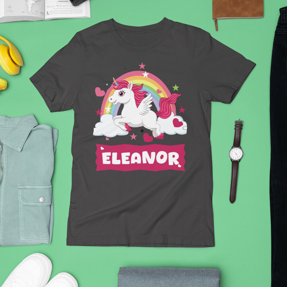 Personalised Custom Printed Unicorn Your Name T-shirt Rainbow