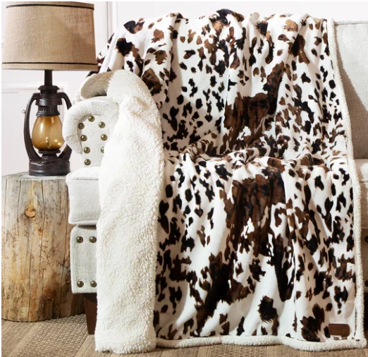 Tiro de sherpa de felpa de cuero de vaca tricolor Foto 2 de 2