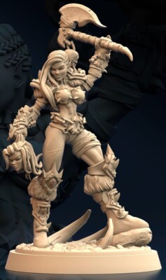 Female Orc Barbarian Warrior Fighter  Pinup B Fantasy Miniature  3D Printed NSFW