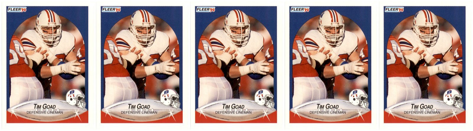 (5) 1990 Fleer #318 Tim Goad RC New England Patriots Card Lot