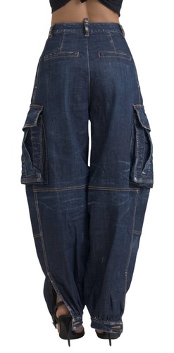 DSQUARED2 Jeans Blue High Waist Cotton Cargo Baggy Denim IT38/US4/XS RRP 880usd - Picture 4 of 9