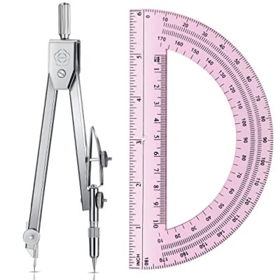 Student Protractor and Compass Set, Student Geometry Math Set, Classic Pink