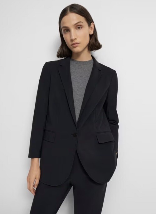 Theory Casual Blazer K Sz 8 MSRP $325 Precision Ponte Black