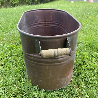 Vintage Copper Boiler Wash Tub w Wood Handles Plow & Hearth
