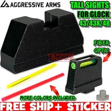 AGGRESSIVE ARMS STEEL Suppressor TALL FIBER Height Sights for GL0CK 43 43x 48