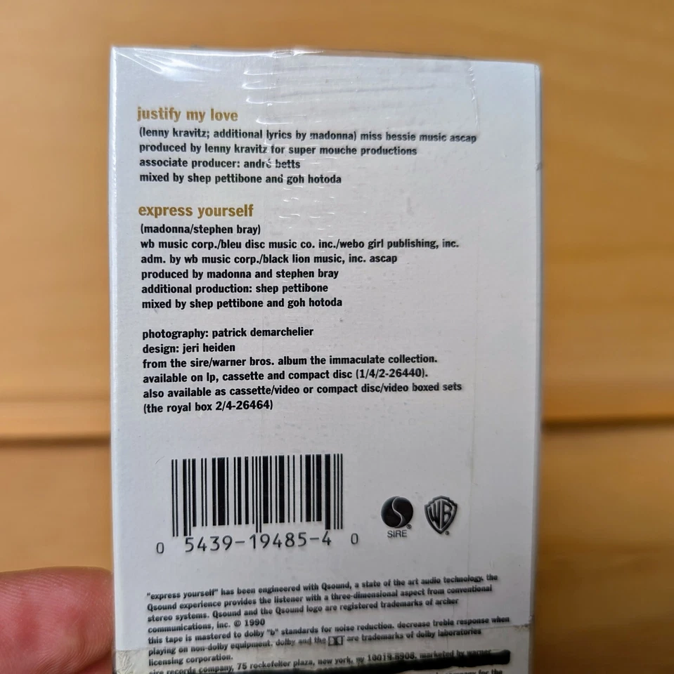 MADONNA Justify My Love Cassette Single 1990 Sire Records NEW and SEALED - Image 4 of 4