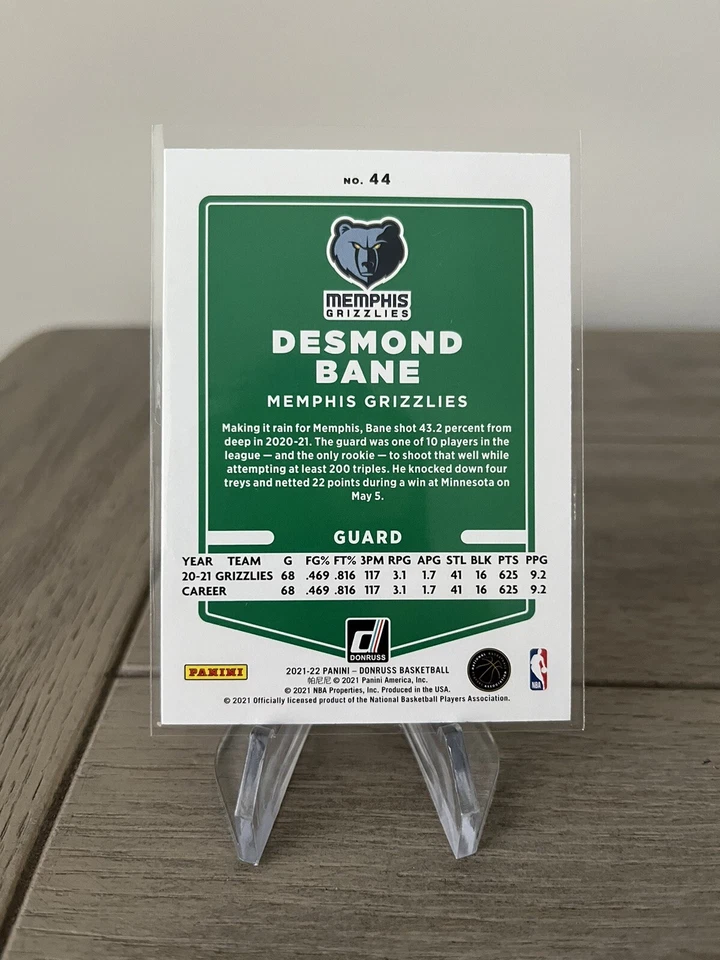 2021-22 donruss basketball green holo laser desmond bane Memphis Grizzlies - Image 2 of 2