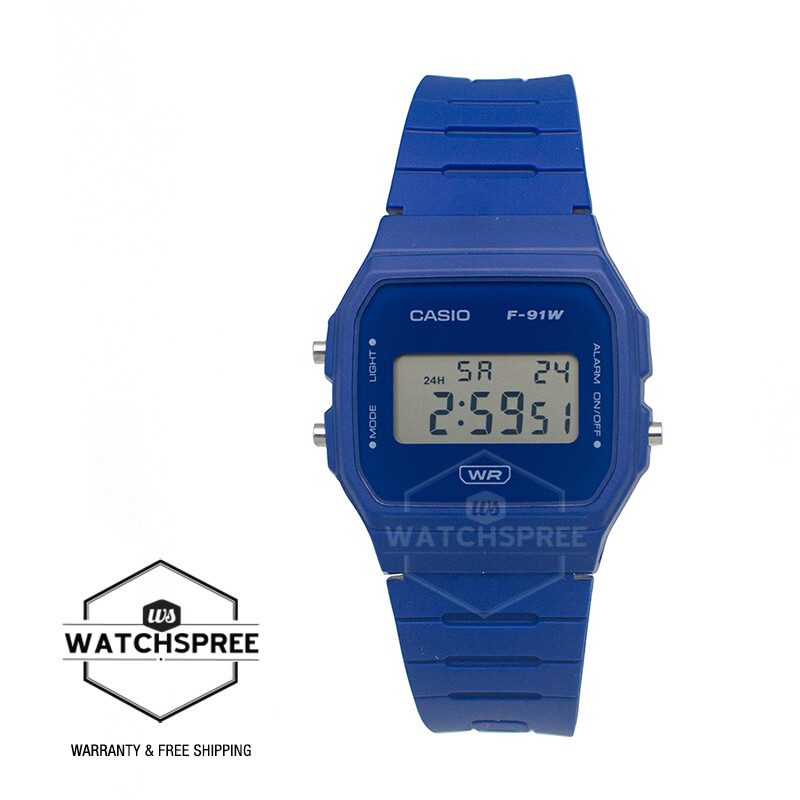 Casio Digital Pop Series Bio-Based Blue Resin Band Watch F91WB-2A1