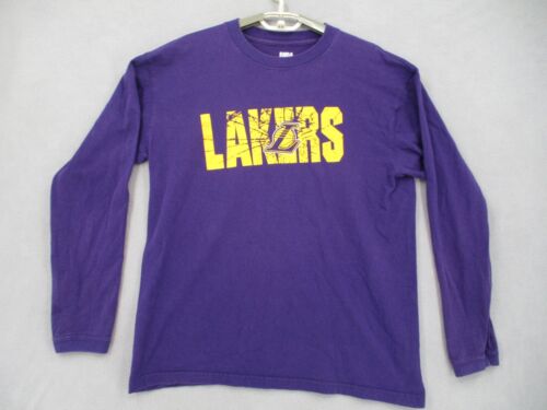 Los Angeles Lakers Shirt Mens Large Purple Yellow Long Sleeve Logo NBA Graphic