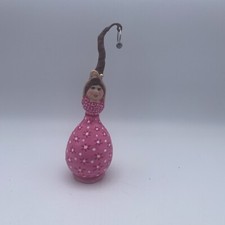 A Carol Creation Handmade Gourd 6” Girl Pink Funky Art Deco