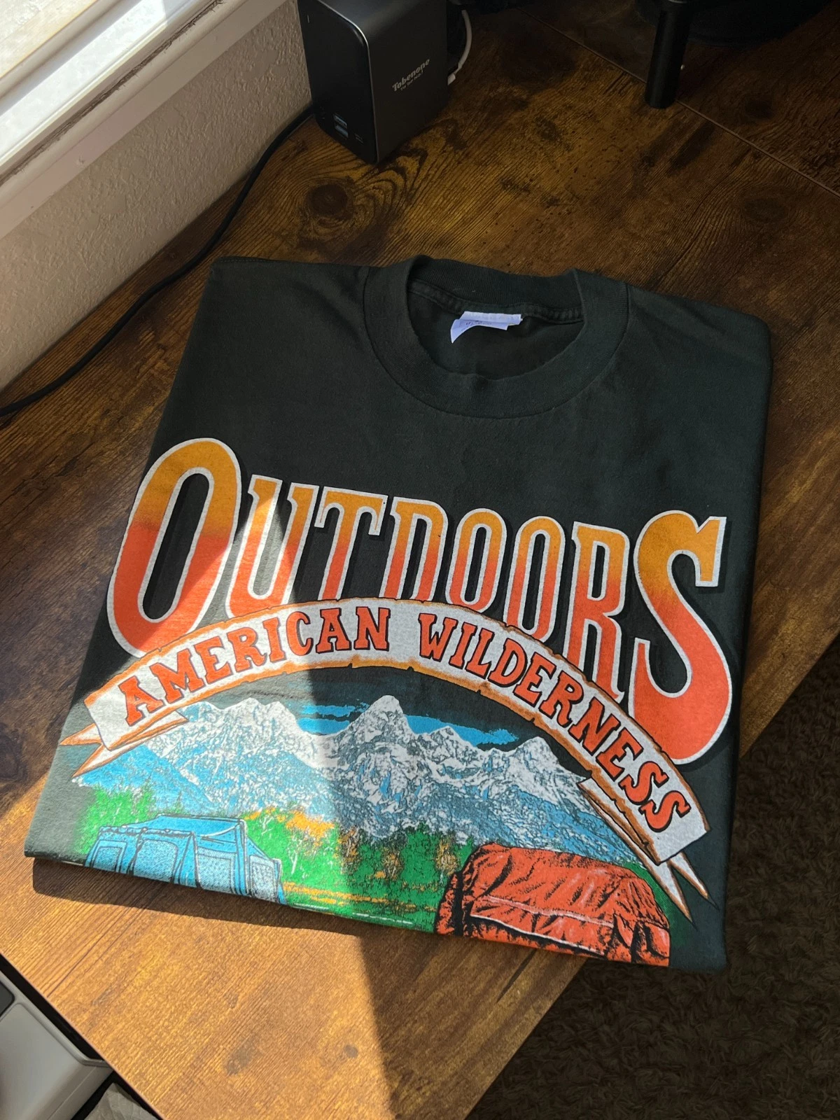 Vintage Outdoors American Wilderness Native Land Green Camping Shirt - Size L