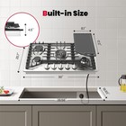 30 in Gas Cooktop 5 Burners Stainless Steel w/Cast Iron Griddle/Grill CSA 120V — photo 3