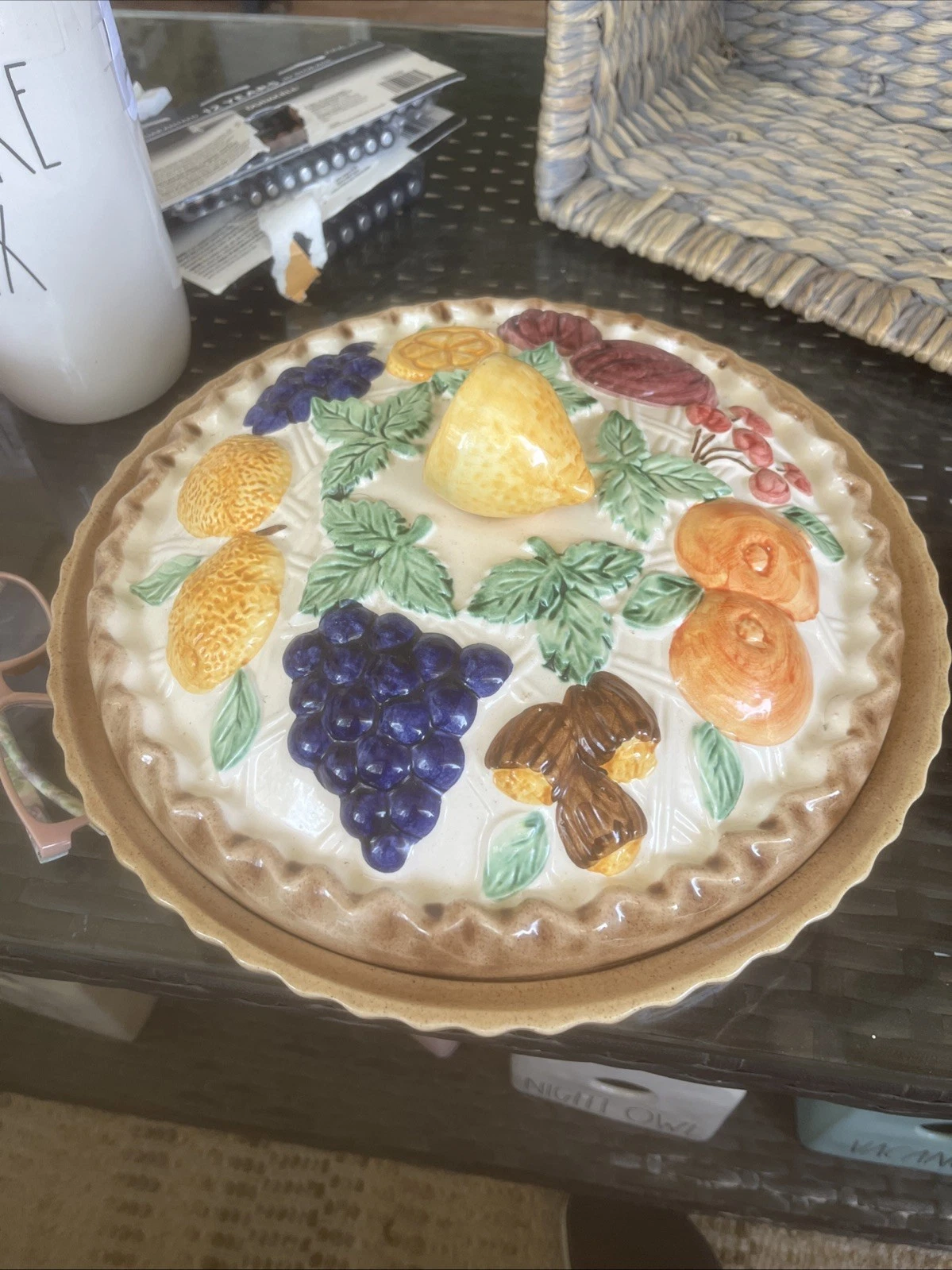 Vintage FRUIT Pie Dish Made in Portugal, Includes Lid
Opens in a new window or tab