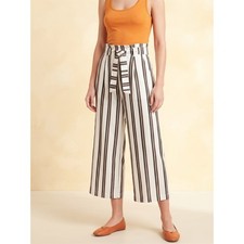 Pinko Striped High Waist Wide Leg Cropped Pants Size 4