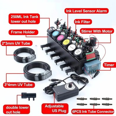 UV DTF Ink CISS System Low outlet Ink tank For Printer Modify Stirrer Timer