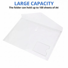 A4 Clear Plastic Wallets – Document Folder with Label Pocket - Popper Wallets