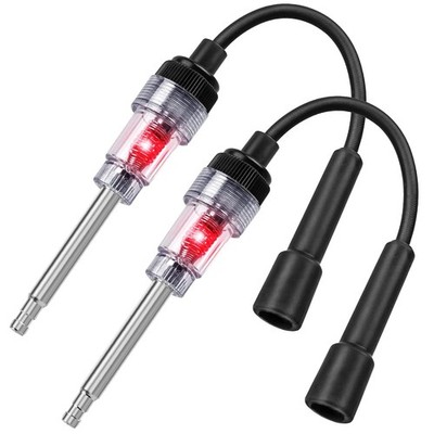 2PCS Inline Spark Plug Testers, Small Armature Diagnostic Detector Black 