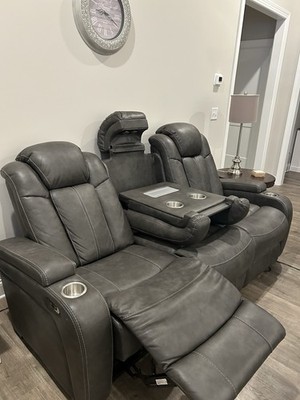 Home Theater Seating Recliner Sofa Love Seat Reclining Couch PU Leather Loveseat