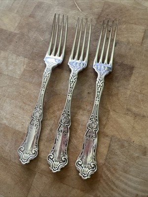 Set Of 3 , 1835 R WALLACE ANTIQUE c1907 CARDINAL SILVERPLATED DINNER   FORKS