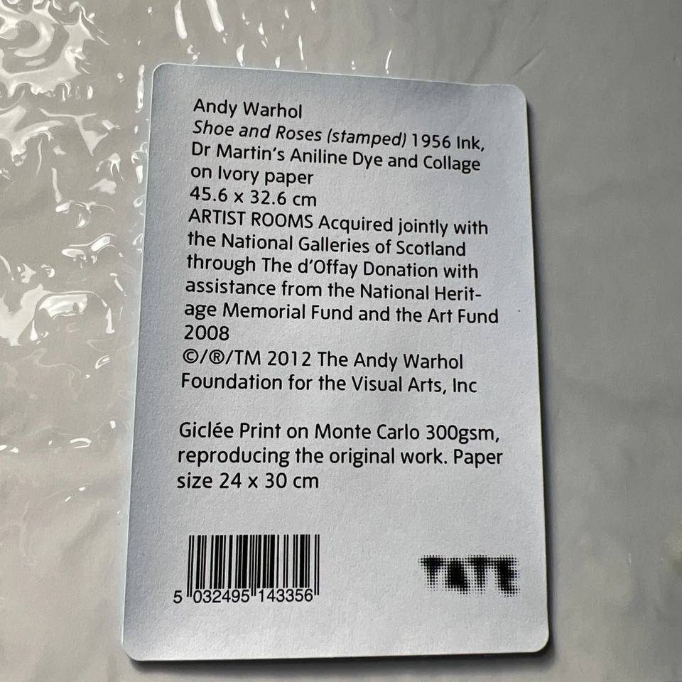 Andy Warhol 1956 Zapato y Rosas Tate Giclee Impresión y rara Carta de Rechazo MOMA Foto 3 de 4