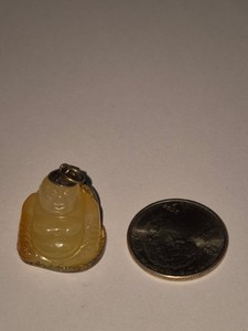 Yellow Jade Buddha Pendant in metal setting UT26