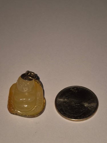Yellow Jade Buddha Pendant in metal setting UT26