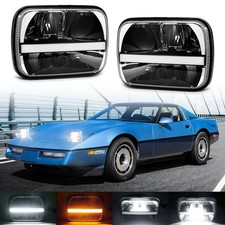 Lámpara de Cabeza Pop-up 5X7" 7X6 LED Faro Giratorio DRL Para Chevy Corvette 1984-1996